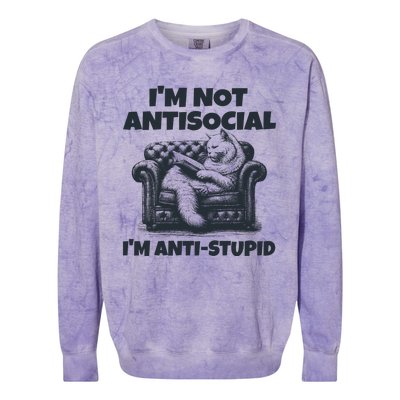 IM Not Antisocial IM Antistupid Black Colorblast Crewneck Sweatshirt