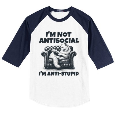 IM Not Antisocial IM Antistupid Black Baseball Sleeve Shirt