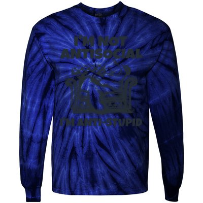 IM Not Antisocial IM Antistupid Black Tie-Dye Long Sleeve Shirt