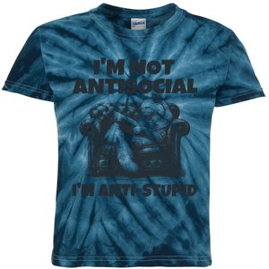 IM Not Antisocial IM Antistupid Black Kids Tie-Dye T-Shirt