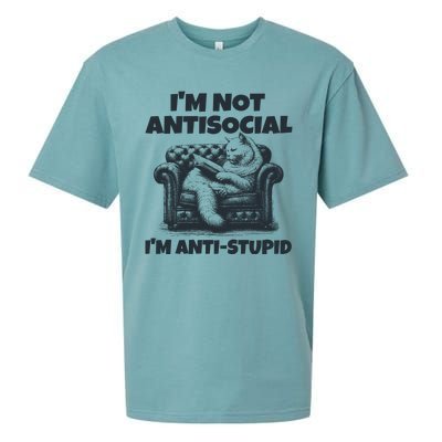 IM Not Antisocial IM Antistupid Black Sueded Cloud Jersey T-Shirt