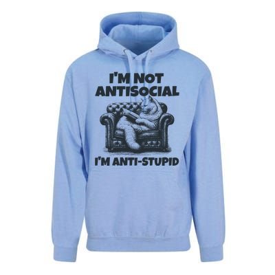 IM Not Antisocial IM Antistupid Black Unisex Surf Hoodie