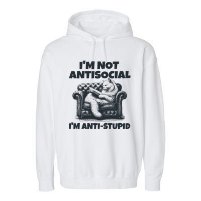 IM Not Antisocial IM Antistupid Black Garment-Dyed Fleece Hoodie