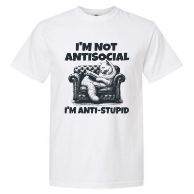 IM Not Antisocial IM Antistupid Black Garment-Dyed Heavyweight T-Shirt