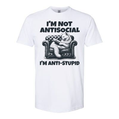 IM Not Antisocial IM Antistupid Black Softstyle CVC T-Shirt