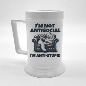 IM Not Antisocial IM Antistupid Black Beer Stein