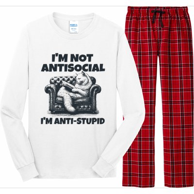 IM Not Antisocial IM Antistupid Black Long Sleeve Pajama Set