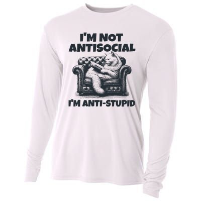 IM Not Antisocial IM Antistupid Black Cooling Performance Long Sleeve Crew