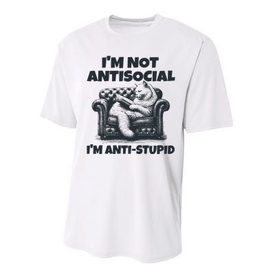 IM Not Antisocial IM Antistupid Black Performance Sprint T-Shirt