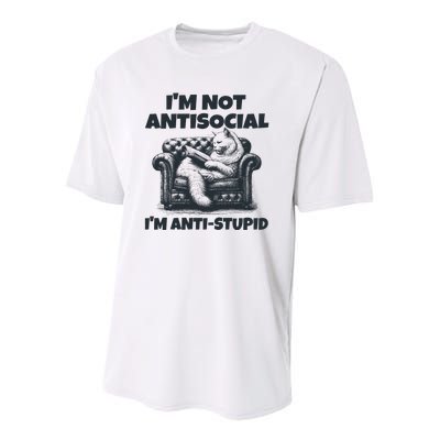 IM Not Antisocial IM Antistupid Black Youth Performance Sprint T-Shirt