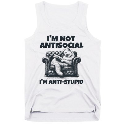 IM Not Antisocial IM Antistupid Black Tank Top