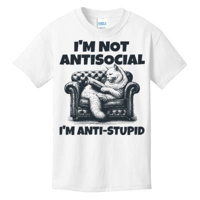 IM Not Antisocial IM Antistupid Black Kids T-Shirt