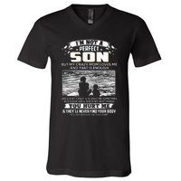 I'm Not A Perfect Son But My Crazy Mom Loves Me On Back V-Neck T-Shirt