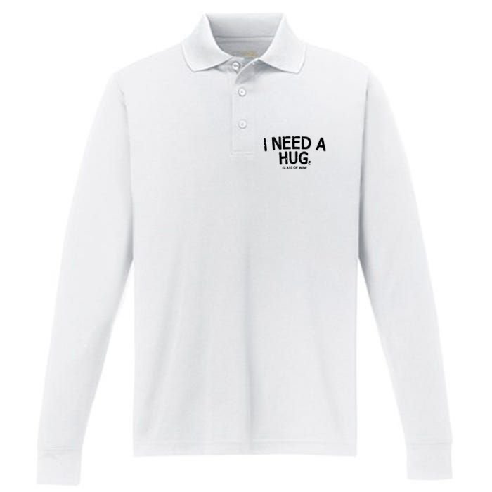 I Need A Huge Glass Of Wine Funny Wine Humor Performance Long Sleeve Polo