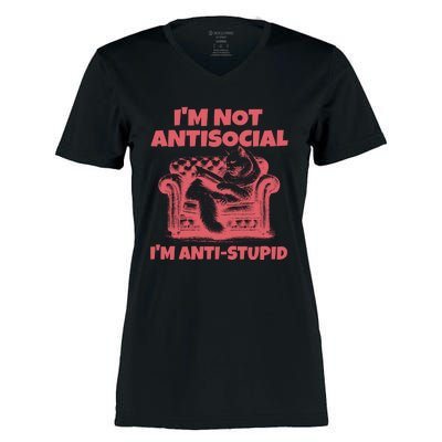 Im Not Anti Social Im Anti Stupid Women's Momentum V-Neck T-Shirt