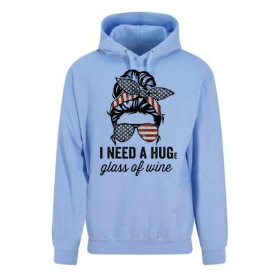 I Need A Huge Glass Of Wine Usa Unisex Surf Hoodie