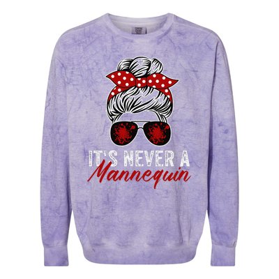 It's Never A Mannequin True Crime Lover Podcast Colorblast Crewneck Sweatshirt