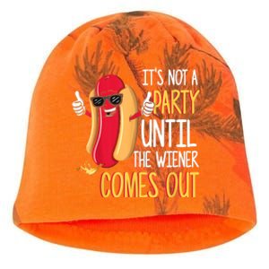 It's Not A Party Until The Wiener Comes Out Funny Hot Dog TShirt Kati - Camo Knit Beanie