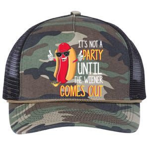 It's Not A Party Until The Wiener Comes Out Funny Hot Dog TShirt Retro Rope Trucker Hat Cap