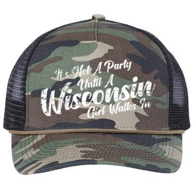 Its Not A Party Until A Wisconsin Walks In Meaningful Gift Retro Rope Trucker Hat Cap