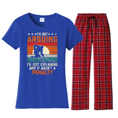 Im Not Arguing Hockey Player Retro Vintage Funny Ice Hockey Gift Women's Flannel Pajama Set