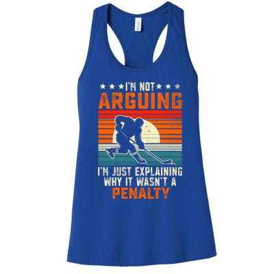 Im Not Arguing Hockey Player Retro Vintage Funny Ice Hockey Gift Women's Racerback Tank