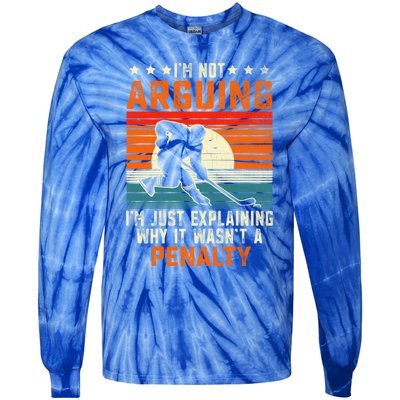 Im Not Arguing Hockey Player Retro Vintage Funny Ice Hockey Gift Tie-Dye Long Sleeve Shirt