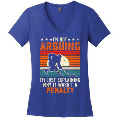 Im Not Arguing Hockey Player Retro Vintage Funny Ice Hockey Gift Women's V-Neck T-Shirt