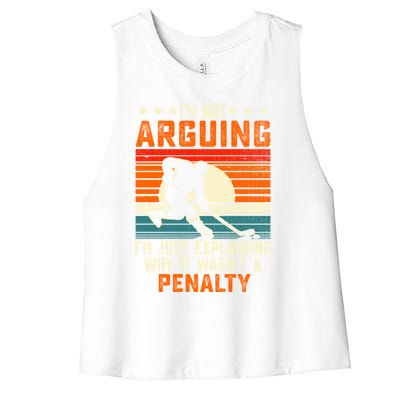 Im Not Arguing Hockey Player Retro Vintage Funny Ice Hockey Gift Women's Racerback Cropped Tank