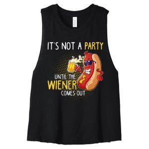 ItS Not A Party Until The Weiner Comes Out Women's Racerback Cropped Tank