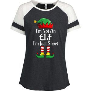 I'm Not An Elf Im Just Short Funny Christmas Matching Family  Enza Ladies Jersey Colorblock Tee