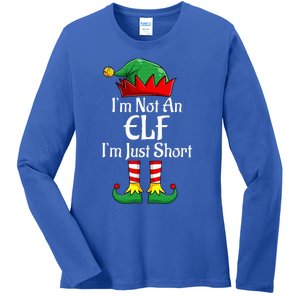 I'm Not An Elf Im Just Short Funny Christmas Matching Family  Ladies Long Sleeve Shirt