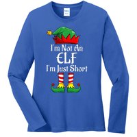 I'm Not An Elf Im Just Short Funny Christmas Matching Family  Ladies Long Sleeve Shirt