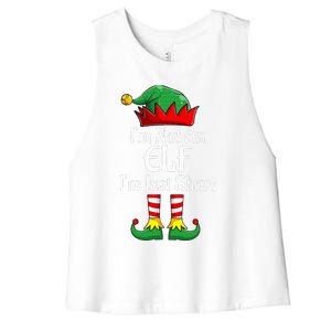 I'm Not An Elf Im Just Short Funny Christmas Matching Family  Women's Racerback Cropped Tank