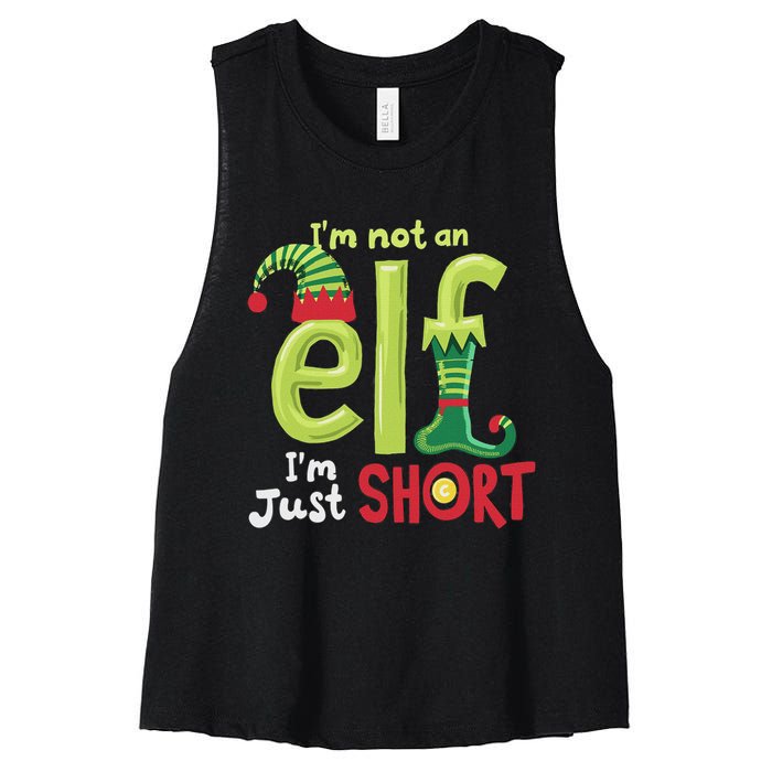 IM Not An Elf Im Just Short Funny Christmas Matching Family Women's Racerback Cropped Tank