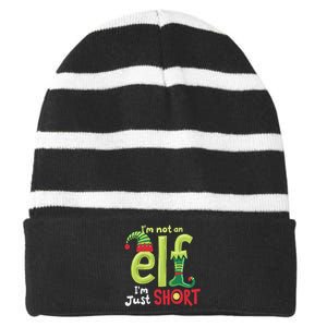 IM Not An Elf Im Just Short Funny Christmas Matching Family Striped Beanie with Solid Band