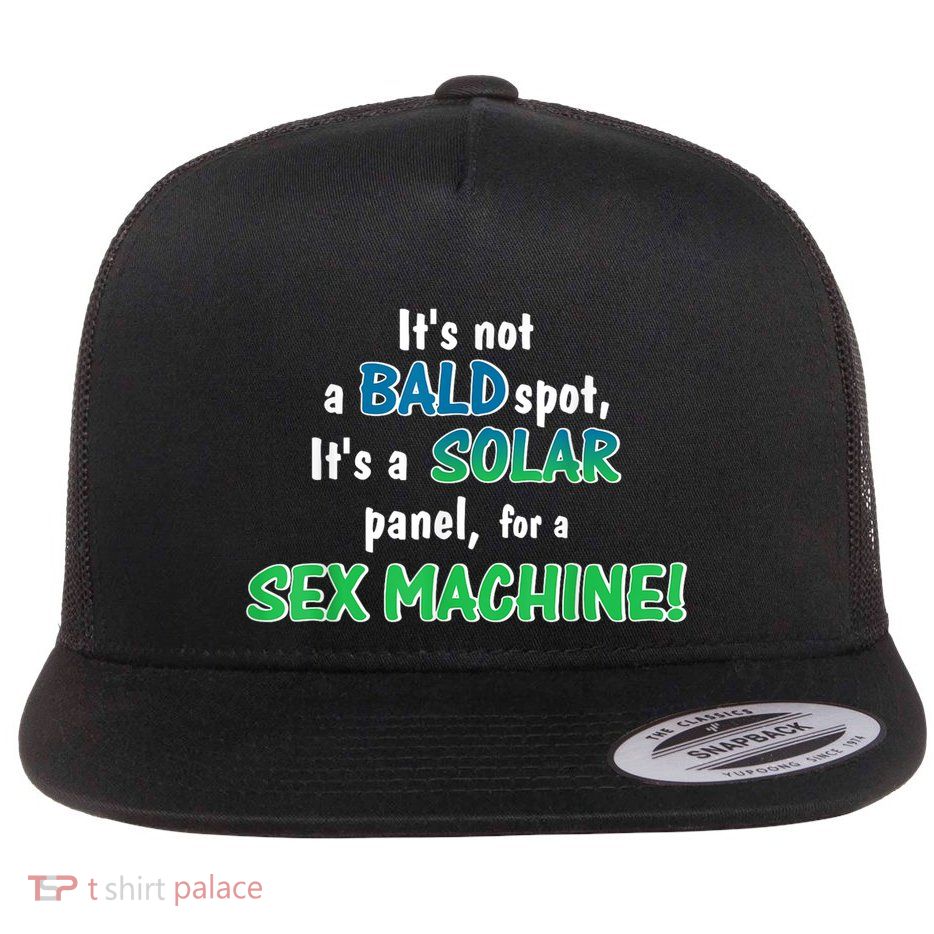 It’S Not A Bald Spot It’S A Solar Panel For A Sex Machine Funny Flat Bill Trucker Hat