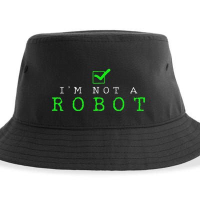 IM Not A Robot Funny Computer Nerd Geek Ai Gift Sustainable Bucket Hat
