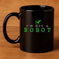IM Not A Robot Funny Computer Nerd Geek Ai Gift 11oz C Handle Ceramic Mug