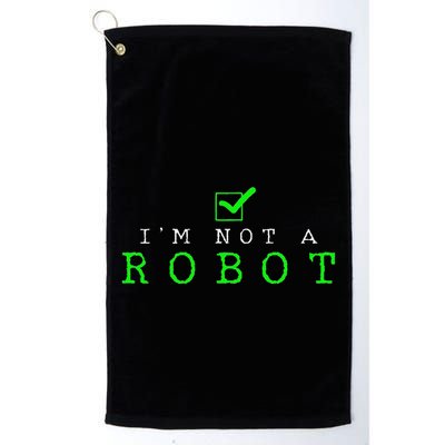 IM Not A Robot Funny Computer Nerd Geek Ai Gift Golf Towel