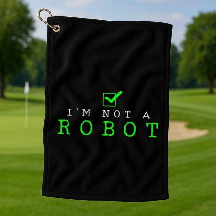 IM Not A Robot Funny Computer Nerd Geek Ai Gift Golf Towel