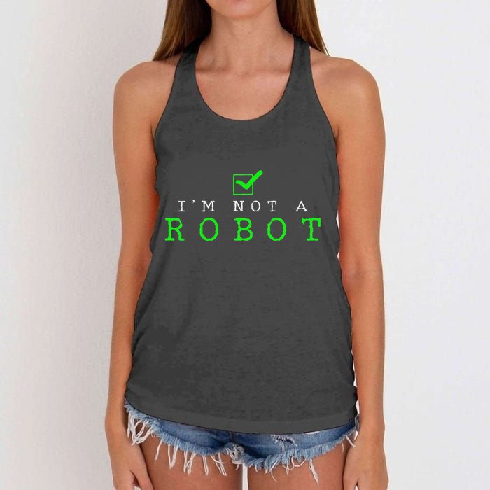 IM Not A Robot Funny Computer Nerd Geek Ai Gift Women's Knotted Racerback Tank