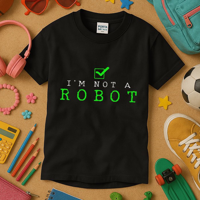IM Not A Robot Funny Computer Nerd Geek Ai Gift Kids T-Shirt