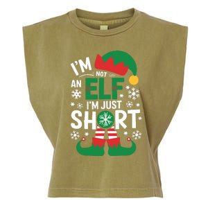 IM Not An Elf IM Just Short Merry Christmas Elf Xmas Funny Garment-Dyed Women's Muscle Tee