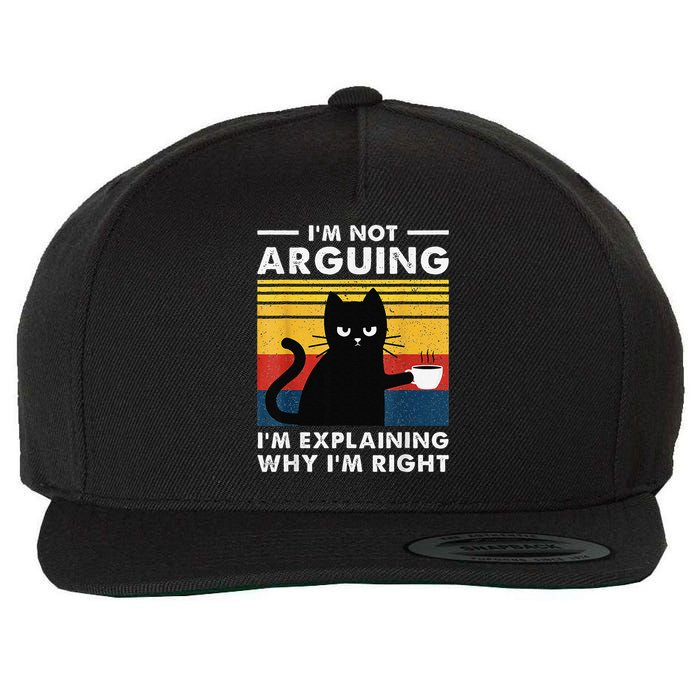Im Not Arguing Im Just Explaining Why Im Right FUNNY Cat Wool Snapback Cap