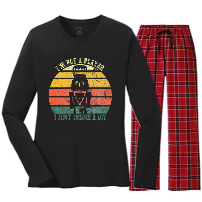 IM Not A Player I Just Crush A Lot Retro Nutcracker Women's Long Sleeve Flannel Pajama Set 