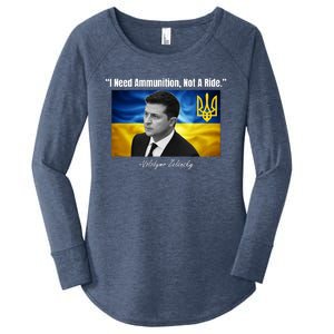 I Need Ammunition Not A Ride Volodymyr Zelensky Support Ukraine Women's Perfect Tri Tunic Long Sleeve Shirt