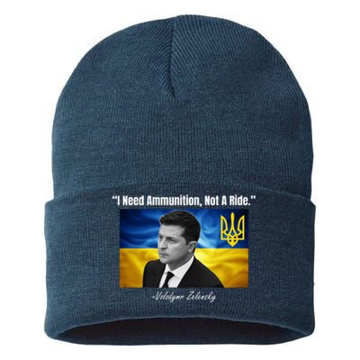 I Need Ammunition Not A Ride Volodymyr Zelensky Support Ukraine Sustainable Knit Beanie