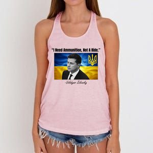 I Need Ammunition Not A Ride Volodymyr Zelensky Support Ukraine Women's Knotted Racerback Tank