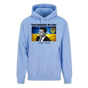 I Need Ammunition Not A Ride Volodymyr Zelensky Support Ukraine Unisex Surf Hoodie